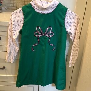 TBBC Green Dress with Bow Design with matching turtleneck.
